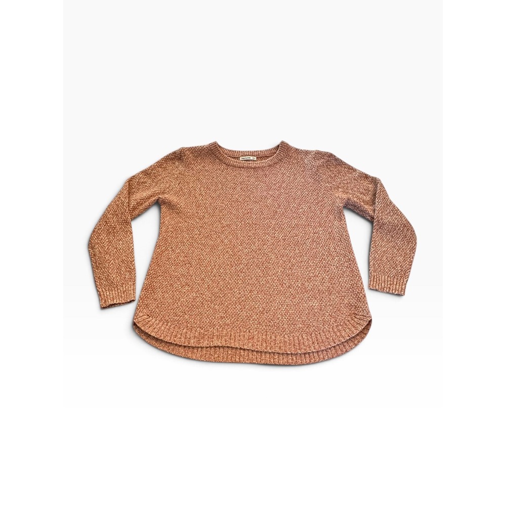 Pink Clover Sweater Womens XL Rose Marled Knit Crew Neck Curved Hem 51792A-ST
